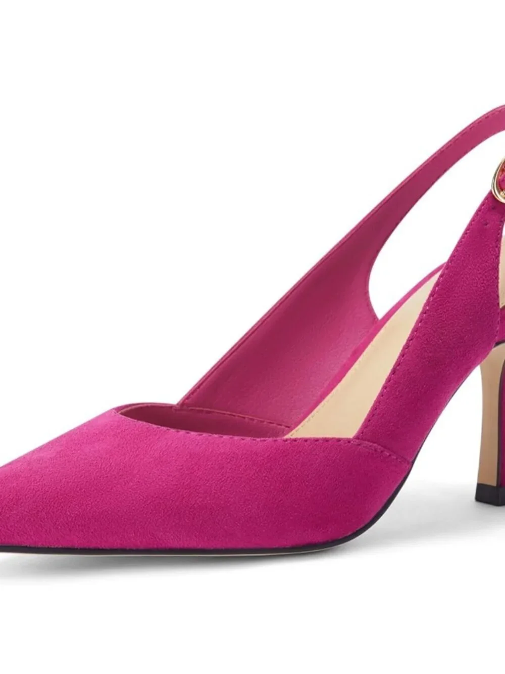 Women's Rose Red/Suede Slingback Kitten Heels Closed Pointed Toe Pumps Shoes